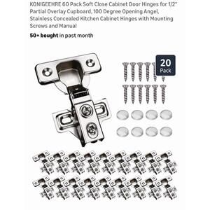 60 Pack Soft Close Cabinet Door Hinges